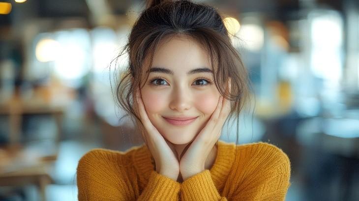 笑顔の女性の画像